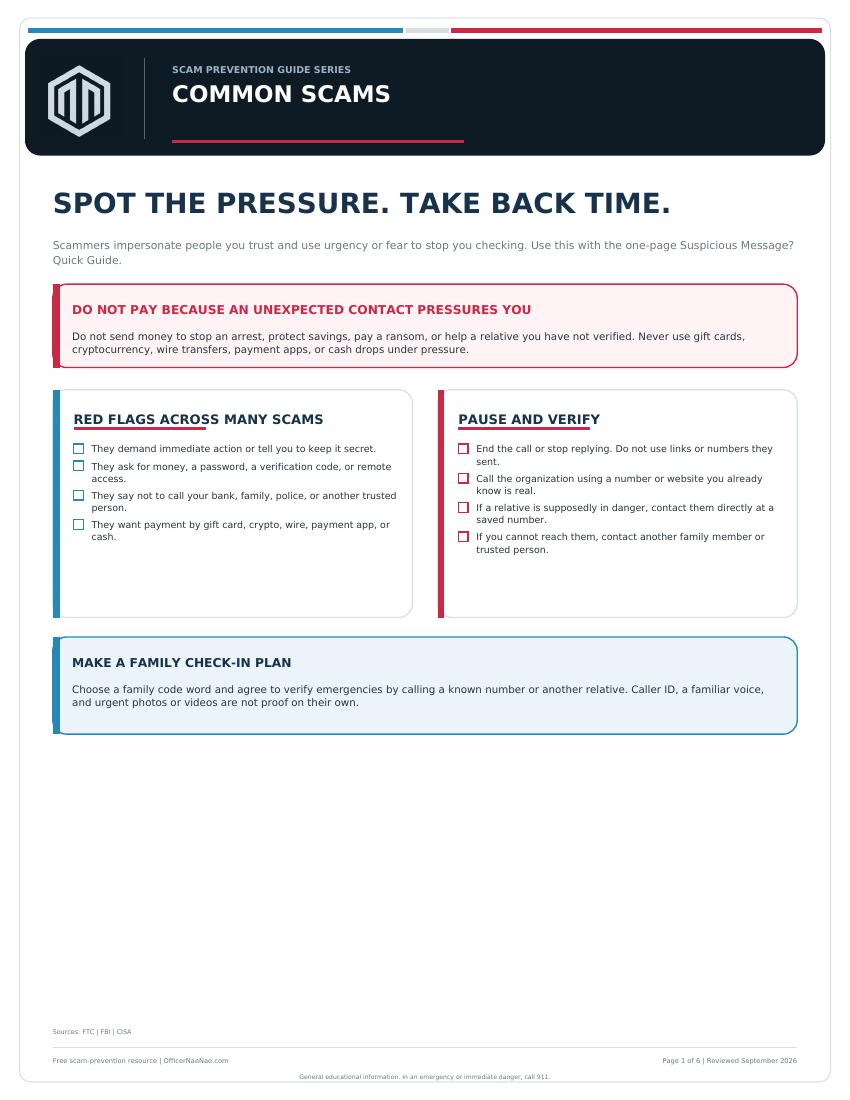 Preview of Common Scams: How to Recognize Them, Respond, and Report PDF