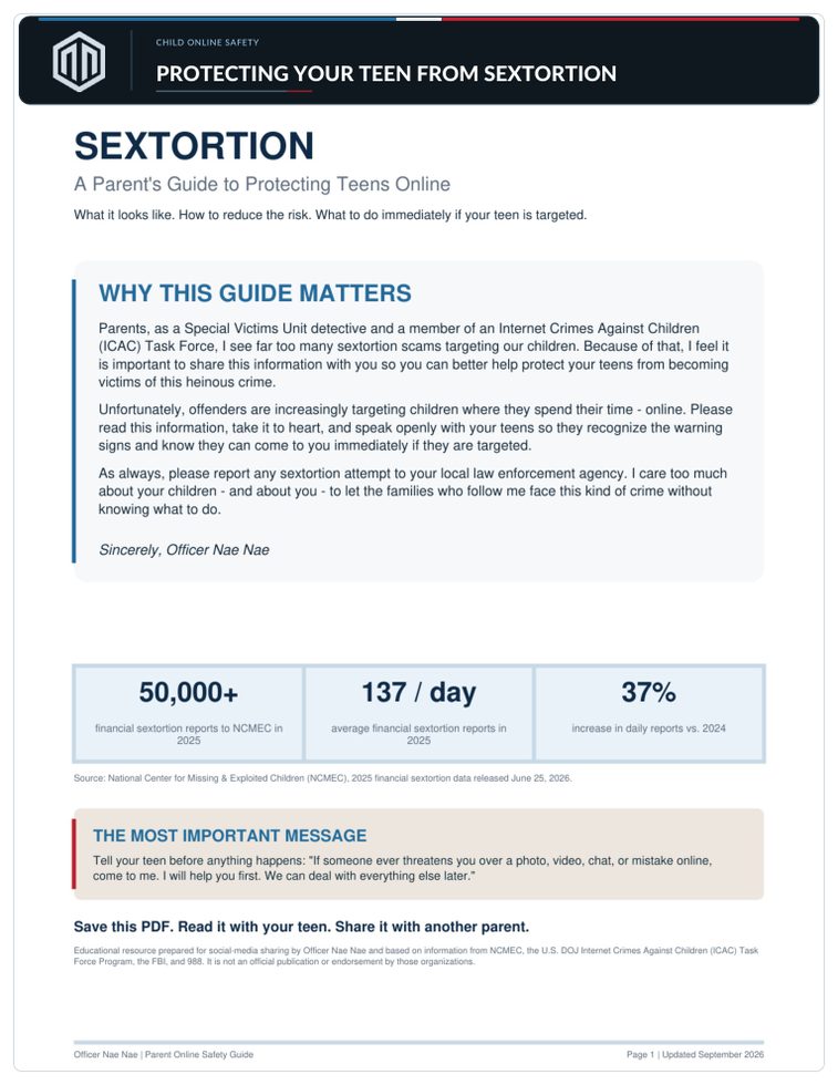Preview of Protecting Your Teen From Sextortion PDF