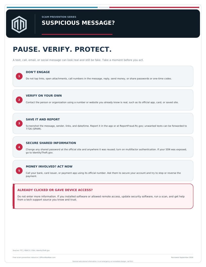 Preview of Suspicious Message? Quick Guide PDF